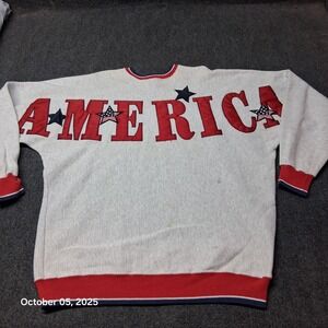 Vintage Legends AMERICA Spellout Sweatshirt Size XL Heather Gray and Red